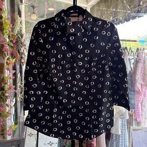 Women’s Chicos Wrinkle Resistant Black Circle Blouse Size 0